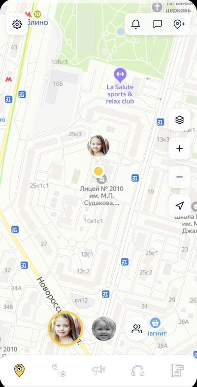 Geopapa parent app showing a child's reported location on the family map